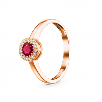 GOLD RING WITH RUBY AND DIAMONDS - K1124
