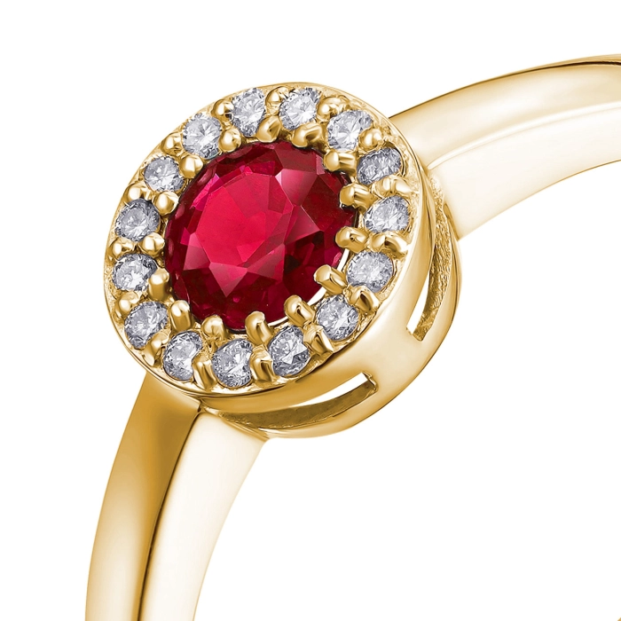 GOLD RING WITH RUBY AND DIAMONDS - K1124