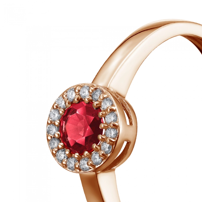 GOLD RING WITH RUBY AND DIAMONDS - К1124р