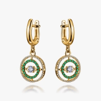 Сережки з жовтого золота з діамантами та смарагдами - С2677и