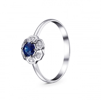 GOLD RING WITH SAPPHIRE AND DIAMONDS — К1142