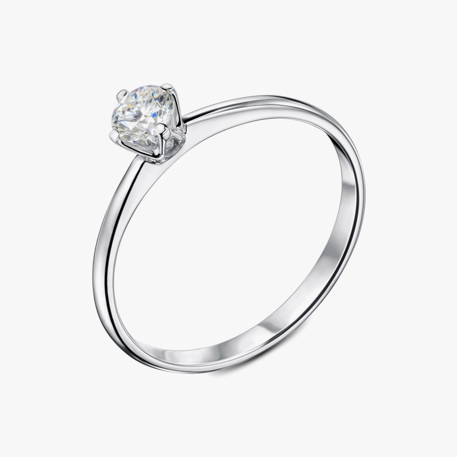 Классическое кольцо из белого золота с бриллиантом - К1190