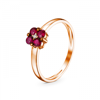 GOLD RING WITH RUBIES AND DIAMOND - K1191