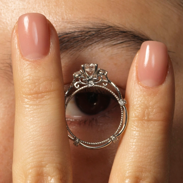 Vintage White Gold Diamond Ring - К1197.52