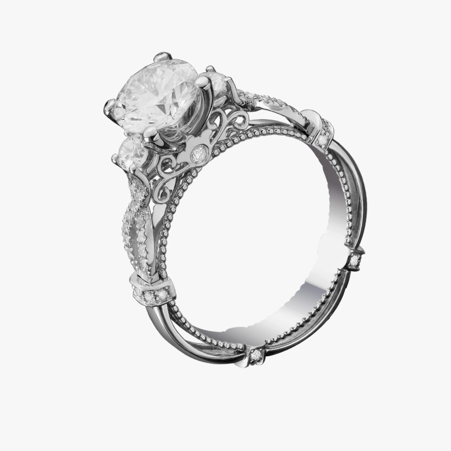 Vintage White Gold Diamond Ring - К1197.52
