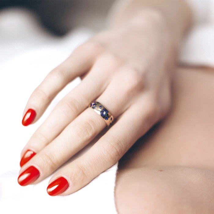 Sapphire and Diamond Ring in White Gold - К1199с