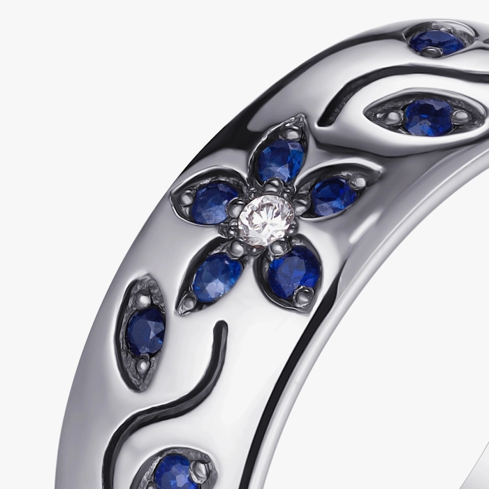 Sapphire and Diamond Ring in White Gold - К1199с