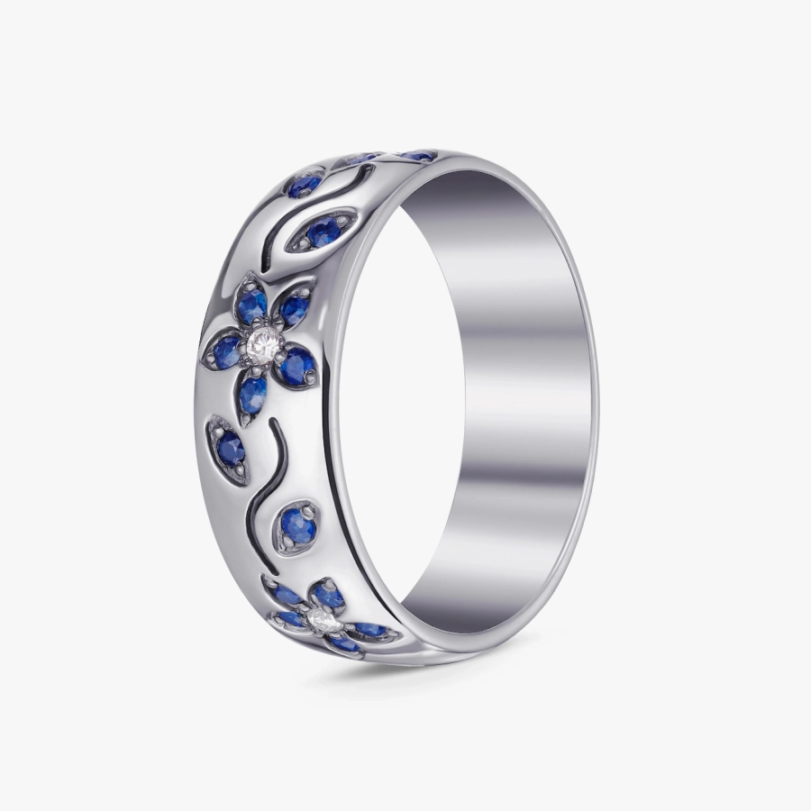 Sapphire and Diamond Ring in White Gold - К1199с