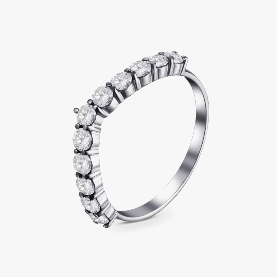 Каблучка-доріжка з білого золота з діамантами - К1203
