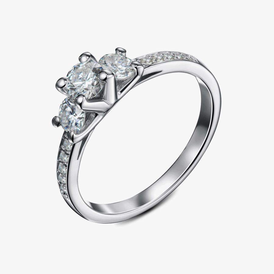 Каблучка з білого золота з діамантами - К1204