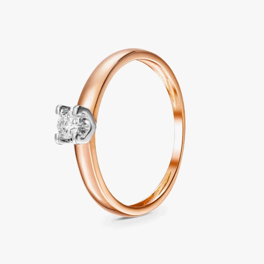 Кольцо из красного золота с бриллиантом - К1224