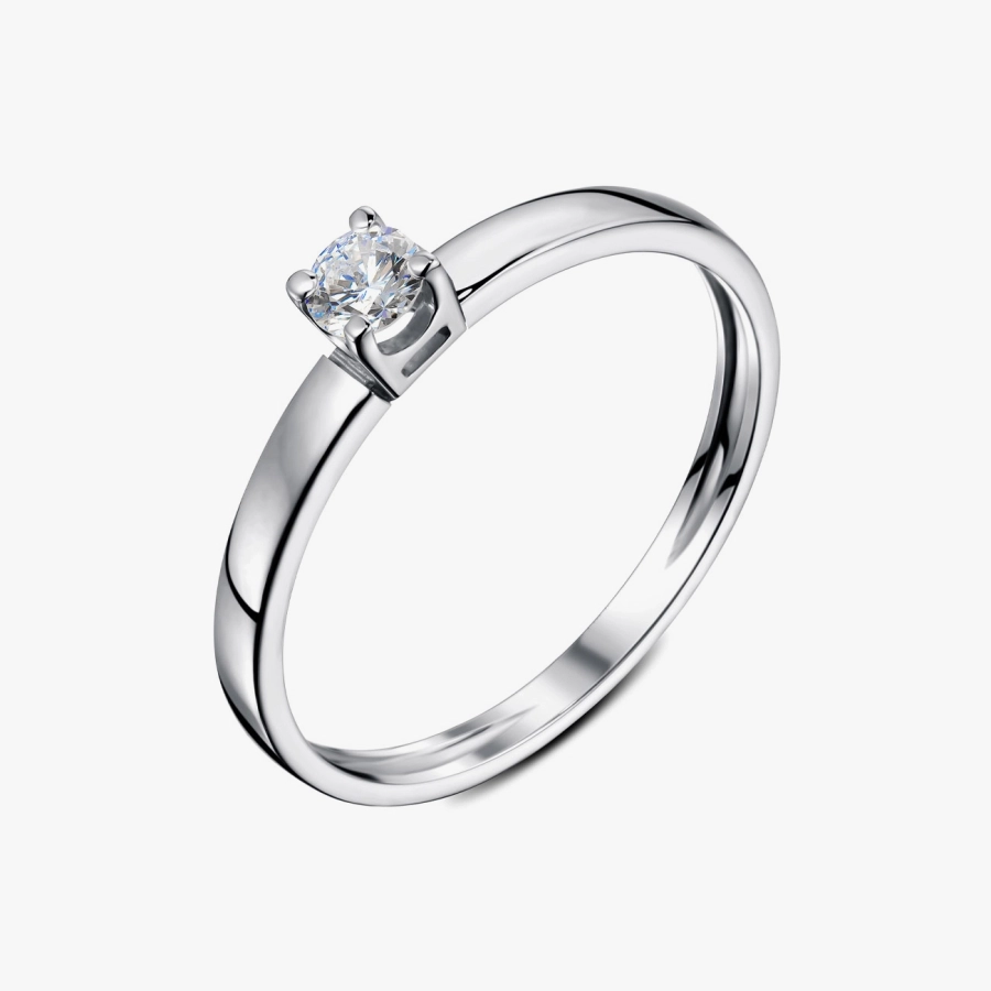 Класичне колечко з білого золота та діамантом - К1229.38