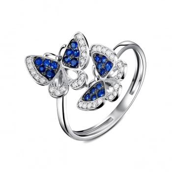GOLD RING WITH SAPPHIRES AND DIAMONDS - K1239