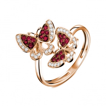 GOLD RING WITH RUBIES AND DIAMANDS - К1239р