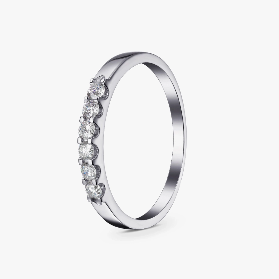 Класична діамантова обручка з білого золота - К1250