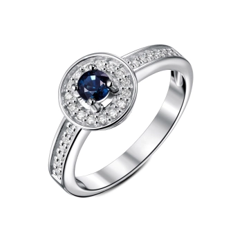 GOLD RING WITH SAPPHIRE AND DIAMONDS - К1498