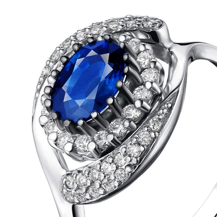 GOLD RING WITH SAPPHIRE AND DIAMONDS - K1523