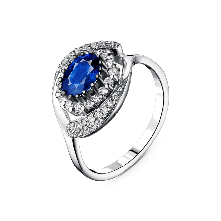 ЗОЛОТОЕ КОЛЬЦО С САПФИРОМ И БРИЛЛИАНТАМИ - К1523