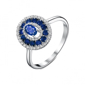 GOLD RING WITH SAPPHIRE AND DIAMONDS - К1015с