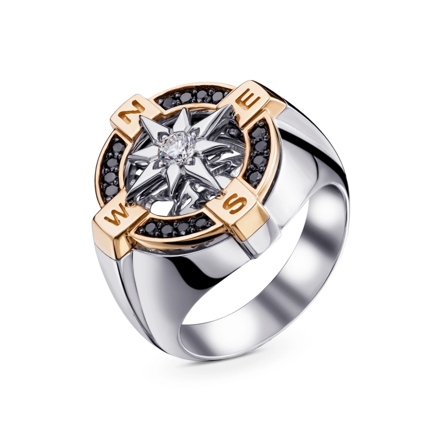 ЗОЛОТА КАБЛУЧКА З ЧОРНИМИ ДІАМАНТАМИ І ДІАМАНТАМИ - К1639