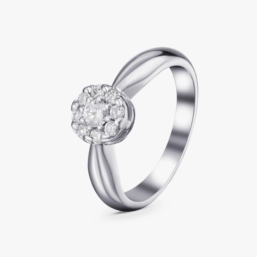 Каблучка з білого золота з розсипом діамантів - К1641