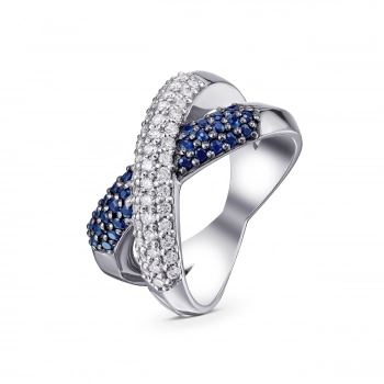 GOLD RING WITH SAPPHIRES AND DIAMONDS - К1689