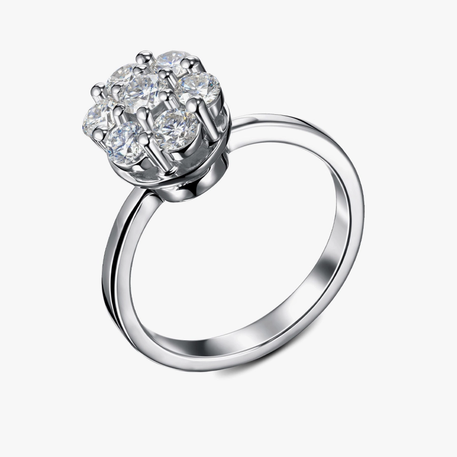 Кольцо с бриллиантами в форме цветка - К1730