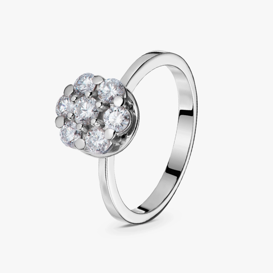 Кольцо с бриллиантами из белого золота - К1777