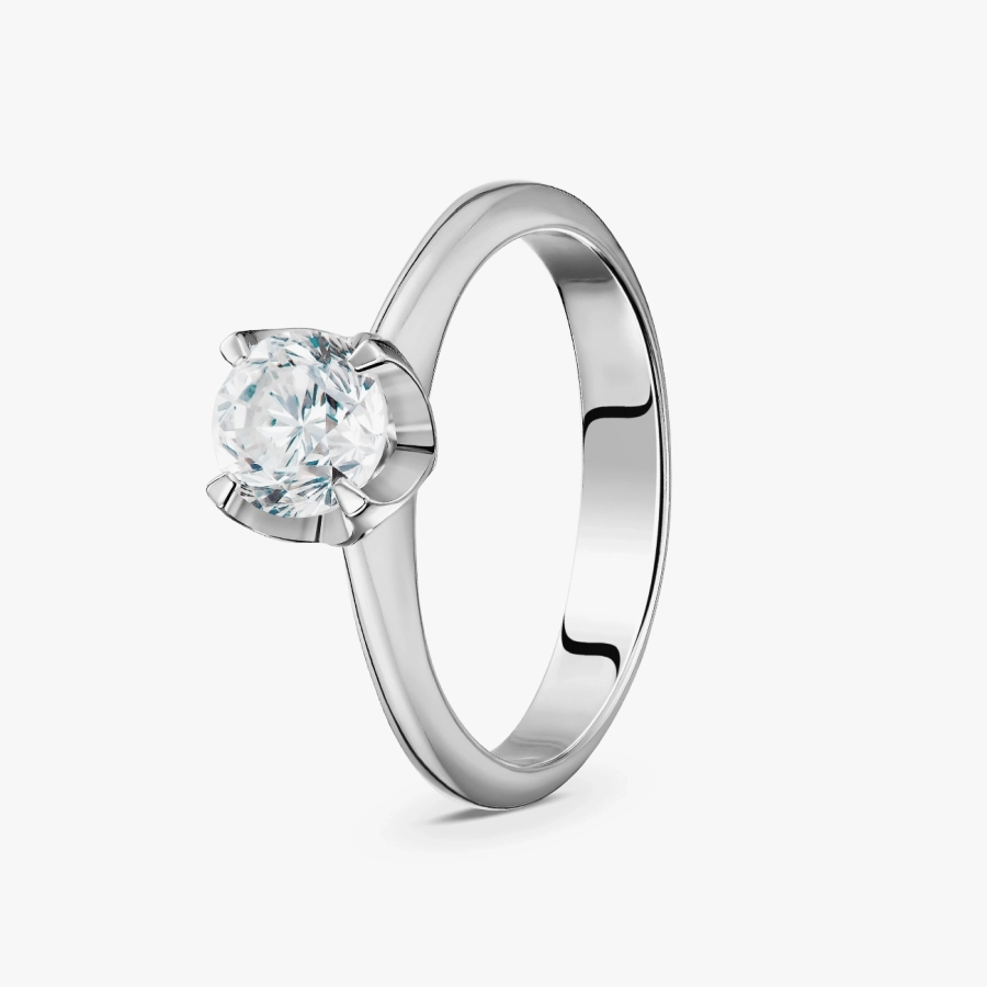 Классическое кольцо из белого золота с бриллиантом - К1804