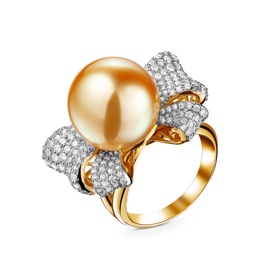 ЗОЛОТА КАБЛУЧКА З ЗОЛОТОЮ ПЕРЛИНОЮ І ДІАМАНТАМИ - К1828