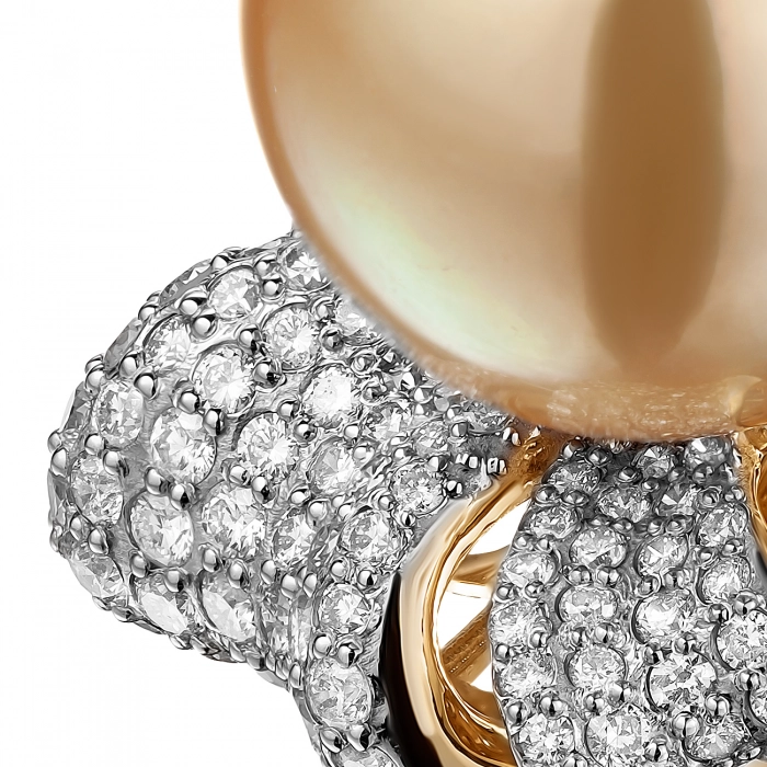 GOLD RING WITH GOLD PEARL AND DIAMONDS - К1828