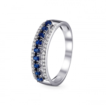 GOLD RING WITH SAPPHIRES AND DIAMONDS - K1845
