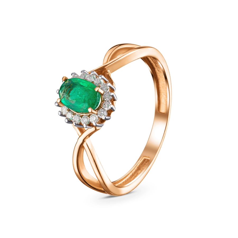 ЗОЛОТОЕ КОЛЬЦО С ИЗУМРУДОМ И БРИЛЛИАНТАМИ - К1847