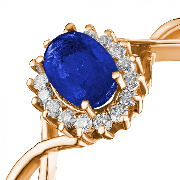 GOLD RING WITH SAPPHIRE AND DIAMONDS - К1847