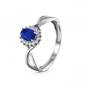 GOLD RING WITH DIAMONDS AND SAPPHIRE - К1847с