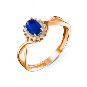 GOLD RING WITH SAPPHIRE AND DIAMONDS - К1847