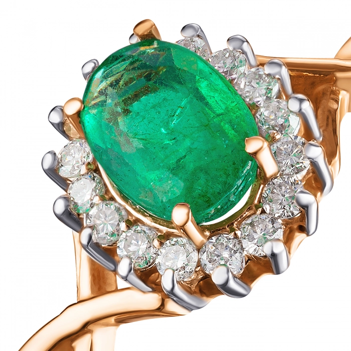 GOLD RING WITH EMERALD AND DIANONDS - К1847
