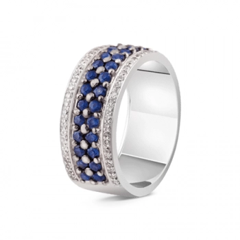 GOLD RING WITH SAPPHIRES AND DIAMONDS - K1875с
