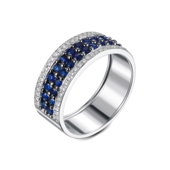 GOLD RING WITH SAPPHIRES AND DIAMONDS - К1875