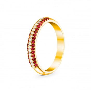 GOLD RING WITH RUBIES AND DIAMONDS - K1876