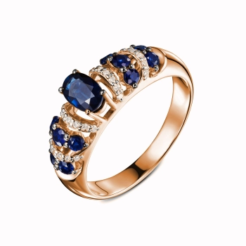 GOLD RING WITH SAPPHIRES AND DIAMONDS - К1883с