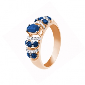 GOLD RING WITH SAPPHIRES AND DIAMONDS - К1883с