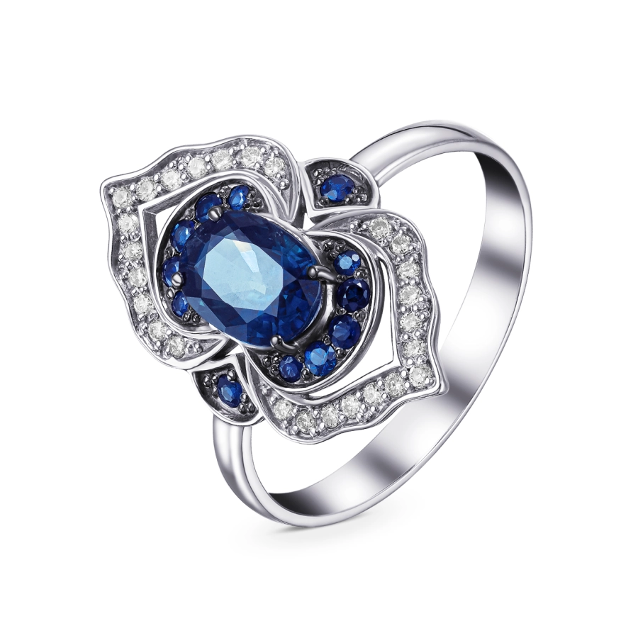 ЗОЛОТА КАБЛУЧКА З САПФІРАМИ І ДІАМАНТАМИ — К1886