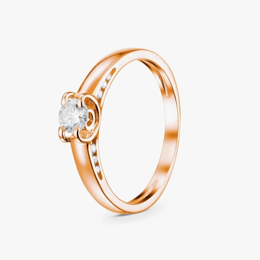 Кольцо с бриллиантом в красном золоте - К1891