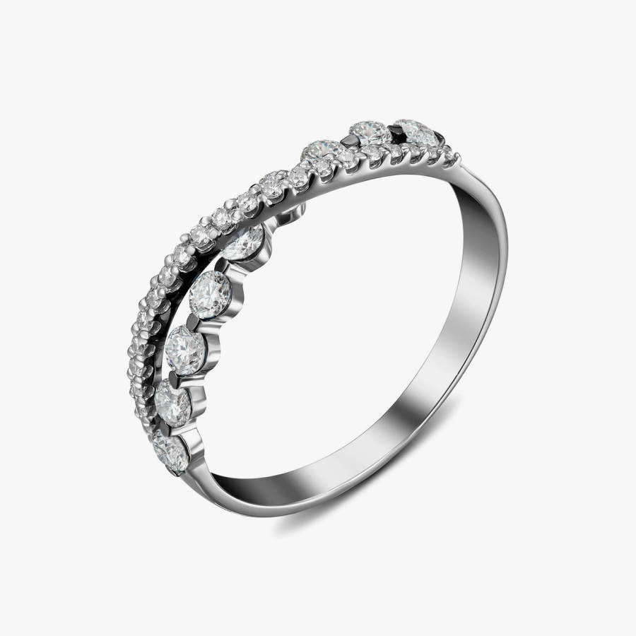 Каблучка з діамантами у білому золоті - К1899