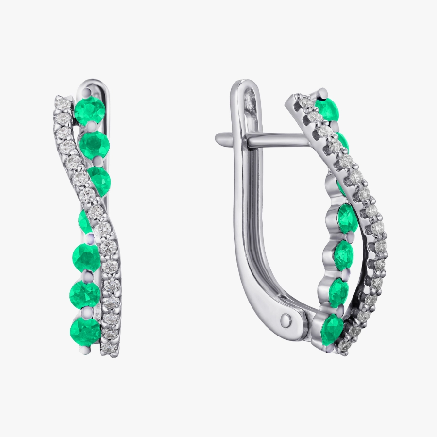 Сережки з діамантами та смарагдами - С2488и