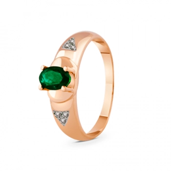 GOLD RING WITH EMERALD AND DIAMONDS — К1910