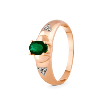 GOLD RING WITH EMERALD AND DIAMONDS - К1910и