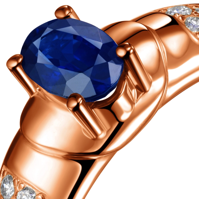 GOLD RING WITH SAPPHIRE AND DIAMONDS - К1910