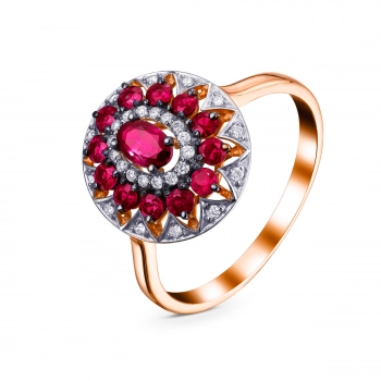 GOLD RING WITH RUBIES AND DIAMONDS - К1925р